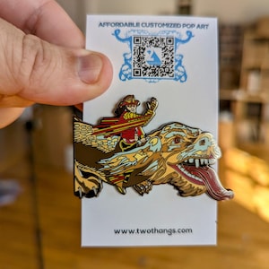 Randy Savage & Falkor Mashup Enamel Pin – Unique Collectible, Fun Fantasy and Wrestling Accessory, Perfect Gift for Rasslin Fans