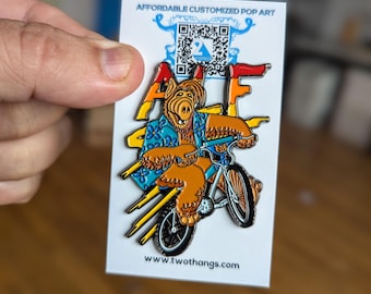 Alf BMX Bike Hard Enamel Pin, 80s Retro Punk Jewelry