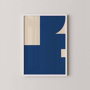 Minimalist Blue and Beige Geometric Print | Modern Abstract Wall Art | Modern Shape Wall Art | Contemporary Prints