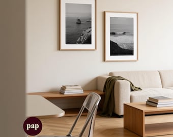 Black and White Coastal Photography Print Set | Portugal Art Posters (Digital Download)