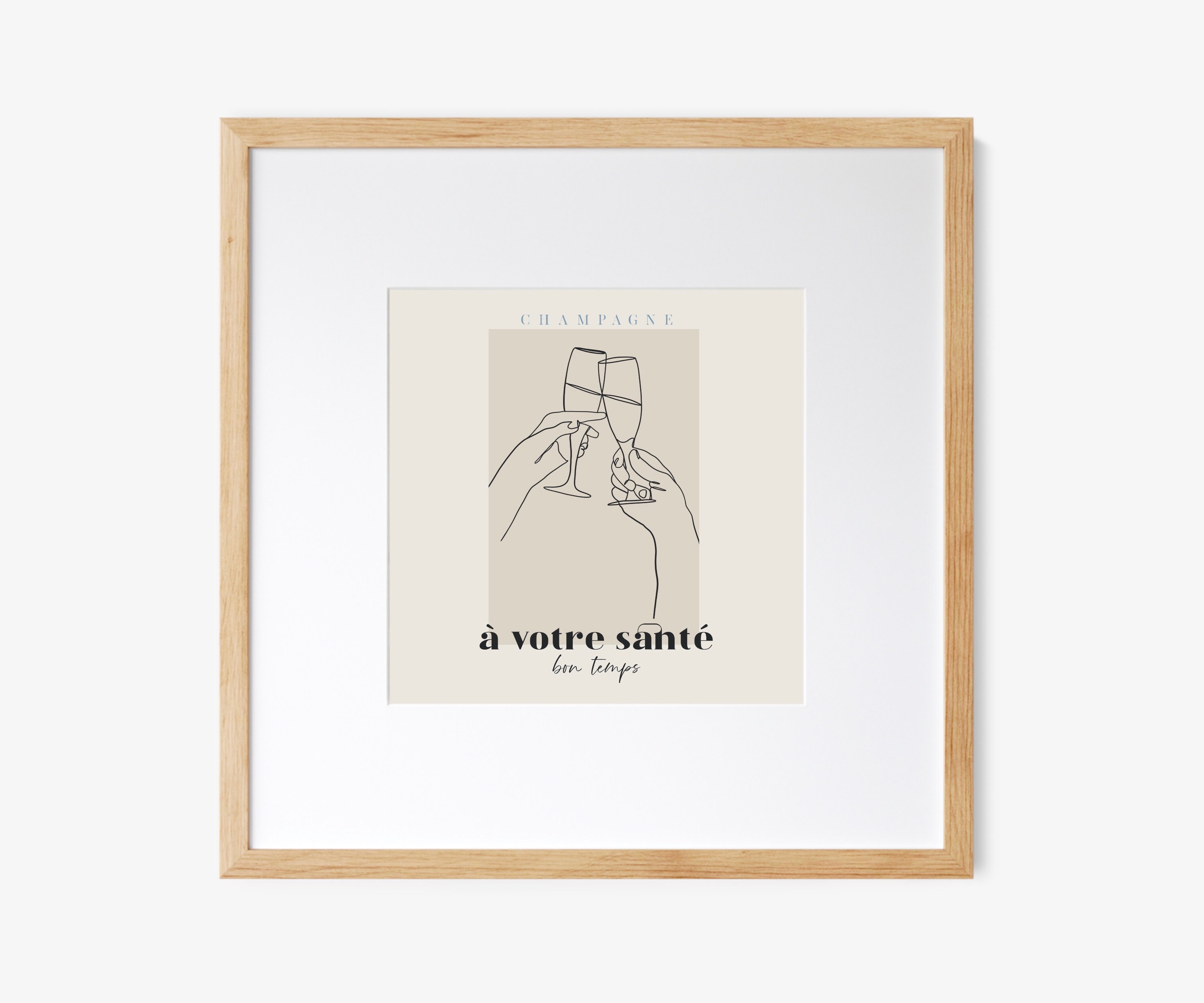French Word Art Print Champagne Print Cheers Line Art Etsy