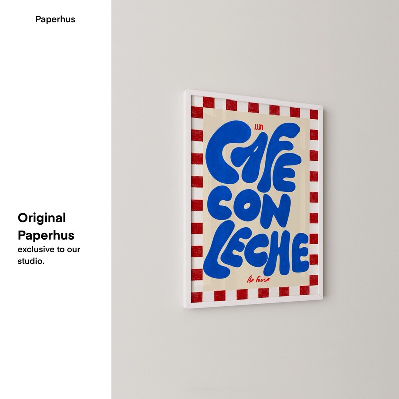 Handmade Posters | Café con Leche Print | Spanish Kitchen Wall Art (Digital Download) image 3