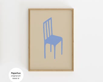No Ai | Handmade Posters | Blue Chair Print  (Digital Download)
