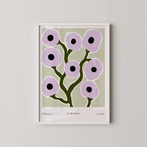 Stampa artistica floreale moderna / Illustrazione botanica grafica / Arte murale contemporanea con fiori pastello / Decorazione ispirata alla natura / Download immediato