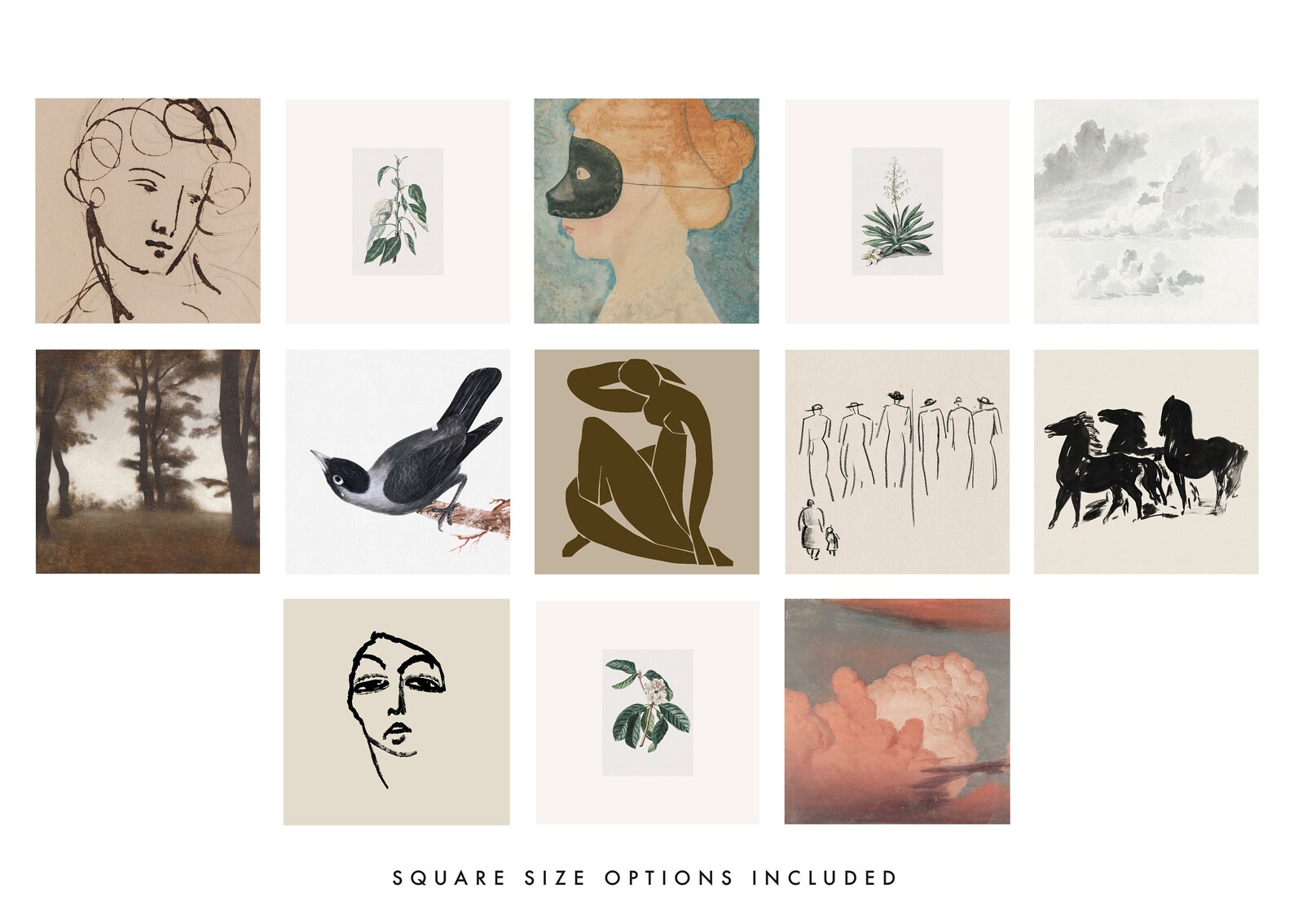 Gallery Wall Set of 13 Prints PRINTABLE Wall Art Etching Etsy