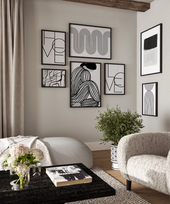Black and White Gallery Wall Print Set of 7 PRINTABLE WALL - Etsy