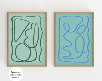 Minimal Line Art Print Set | Bunte Poster | Galerie-Wand | Digitaler Download