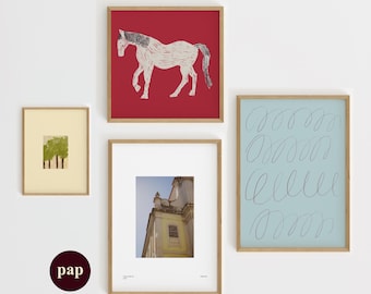 Print Set Of 4 | Contemporary Gallery Wall Art | Mid century Printable (Digital Download)