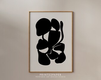 Black Abstract Art Print, Black and White Abstract Art, Printable Art, Gallery Wall Art, Minimal Prints, Modern wall art, printable poster