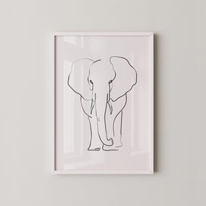Kids Elephant Art Print | Minimalist Animal Decor | Playful Nursery Wall Art | Nursery Line Art | Black And White Prints | Prints2paper