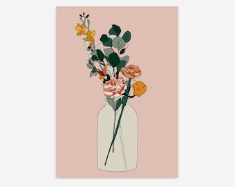 Floral Print, Flower Print, Flower Abstract Art, Boho Print, Botanical Prints, Minimalist Printable Wall Art, Gallery Wall Art