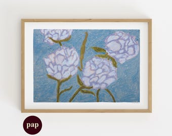 Peonies Print | Handmade poster | Oil Pastel Painting | Printable Art By Paperhus