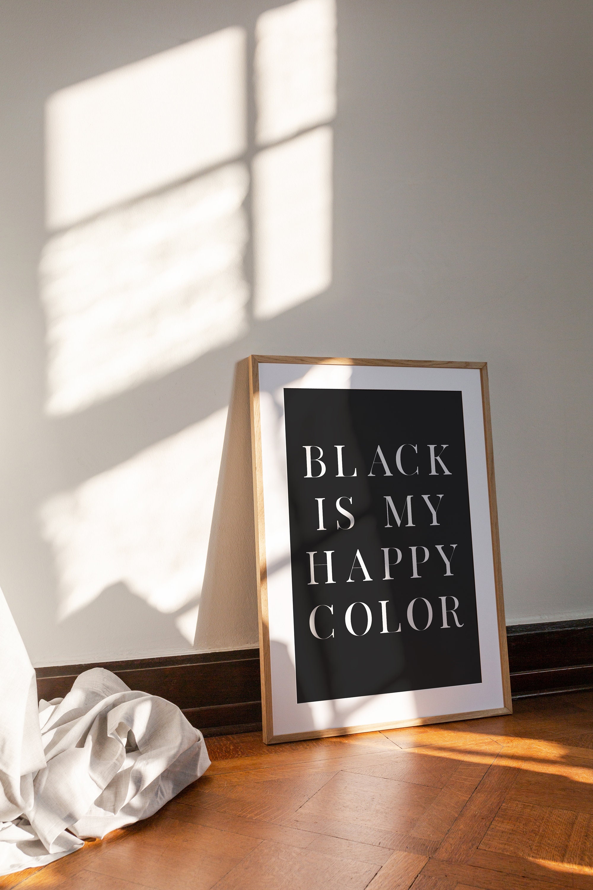 Black is My Happy Color Word Art Print Bedroom Wall Art | Etsy