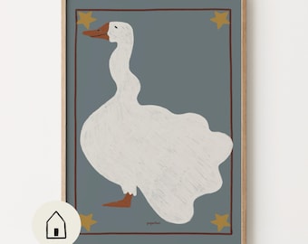 Goose kids print | Hand drawn poster | Nursery art | Printable human made art by Paperhus