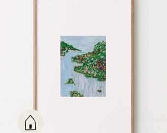 Vertical Abstract Landscape Print, Oil Pastel Printable Wall Art, Scandinavian Home Decor Ideas