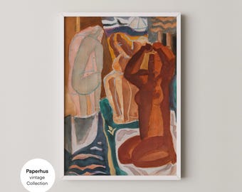 mid century wall art | vintage antique printable | boho print | living room decor | boho interior