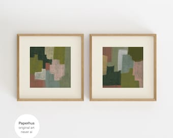 No Ai | Handmade Prints | Green Square Wall Art | Abstract Printable’s