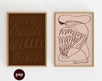 Print Set Of 2 | Handmade Posters | Abstract Figurative Art & Minimal Line Print  (Digital Download)