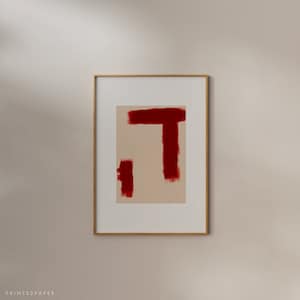 Contemporary Art, Red Paint Stroke Print, PRINTABLE Wall Art, Modern Home Decor, Abstract Art, Minimal Home Decor