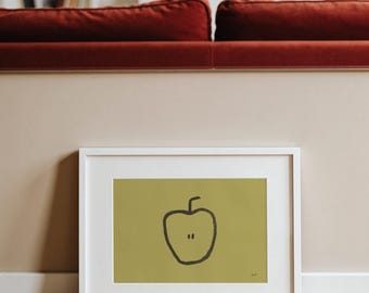 Handmade Minimalist Apple|  Kitchen Printable Wall Art By Paperhus