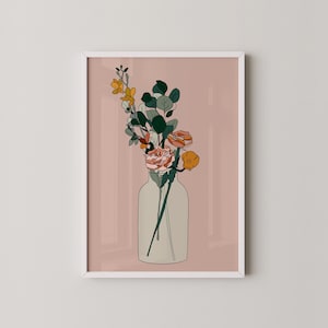 Floral Bouquet in Vase | Modern Botanical Printable Wall Art | Flower Poster | Prints2paper