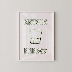 matcha latte print | coffee bar decor | minimalist kitchen print | matcha lover gift | collage wall art | digital print