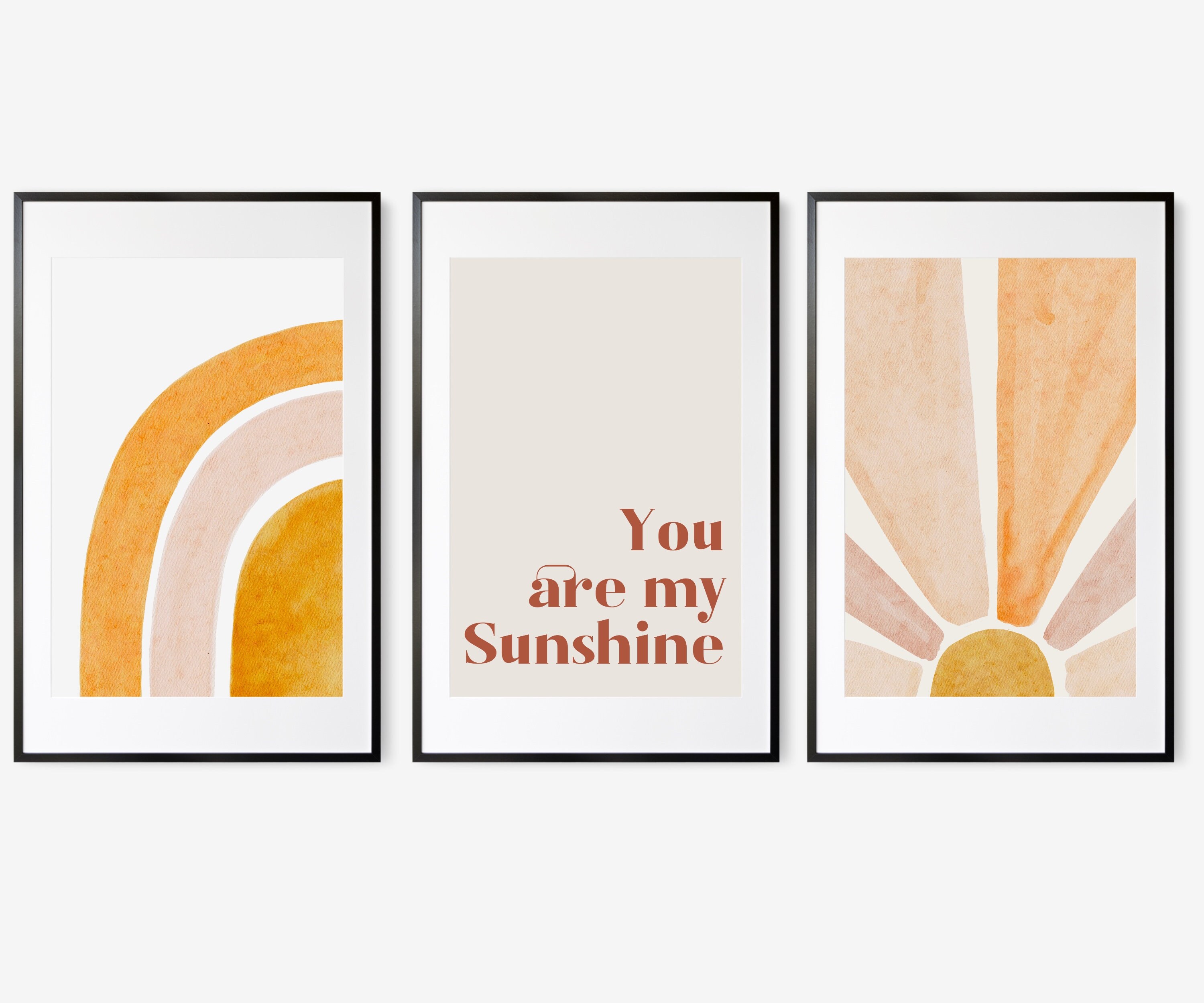 Nursery print set of 3 boho nursery wall art sun and moon Etsy