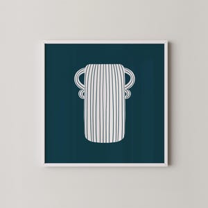 Impresión de arte abstracto con jarrón moderno / Decoración minimalista audaz / Póster imprimible cuadrado de arte de pared azul marino / Impresiones de obras de arte boho2paper