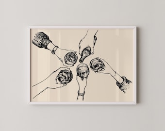 Cheers Print | Bar Cart Wall Decor | Cheers Sign | Cheers Printable Wall Art | Bar Cart Accessories | Bar Cart Art | Digital Download