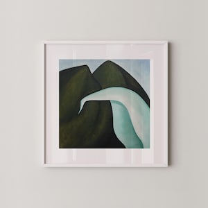 Abstract Mountain Print | Green Square Size Art Print | Square PRINTABLE  Digital Art | Vintage Landscape Print | Prints2paper