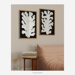 Original Still Life Set Of 2 | Abstract Tree Art | Black And White Print | Trendy Wall Art | Abstract Botanical Set | Prints2paper