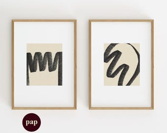 Print Set Of 2 | Minimal Abstract Gallery Wall | Neutral Decor (Digital Download)