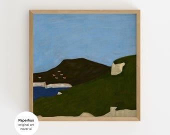 Handmade druckbare | Abstrakte Landschaft Kunstdruck | Quadratischer digitaler Download