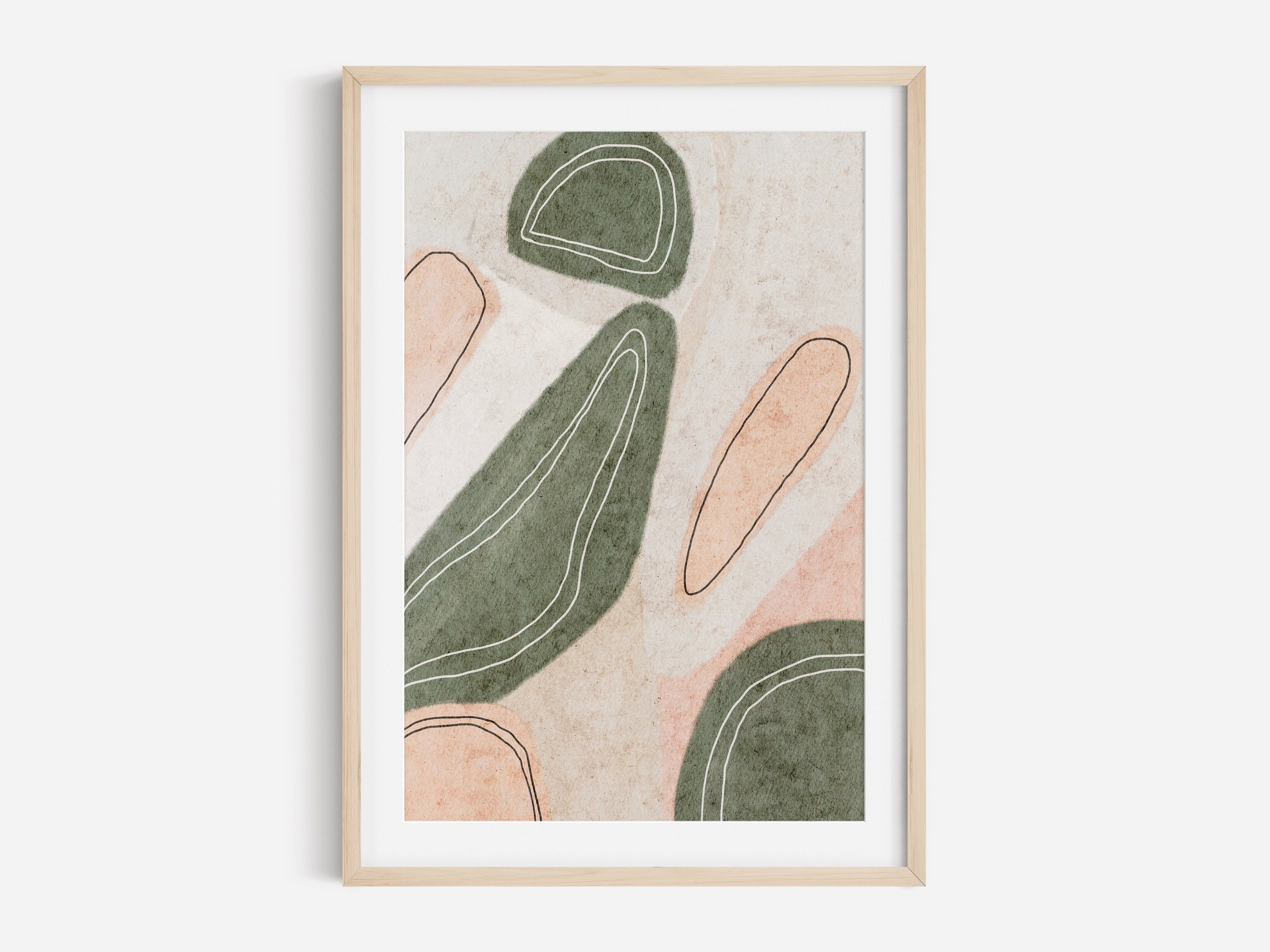 Green And Pink Abstract Art Modern Abstract Art Large Wall Etsy