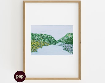 Original Landscape Print | Handmade poster | Oil Pastel Painting | Printable Art By Paperhus