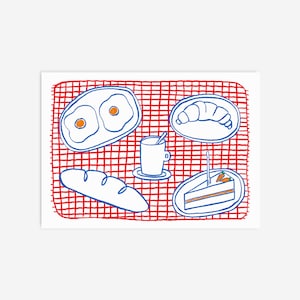 オリジナルアート、静物キッチンプリント、手作りアートプリント、印刷可能なウォールアート、朝食用ウォールデコレーション
