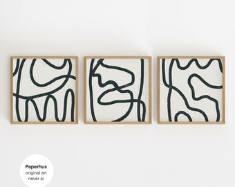 Keine ai | Handarbeit | Quadratische Drucke für Wandkunst | Set Aus 2 Drucken | Druckbar