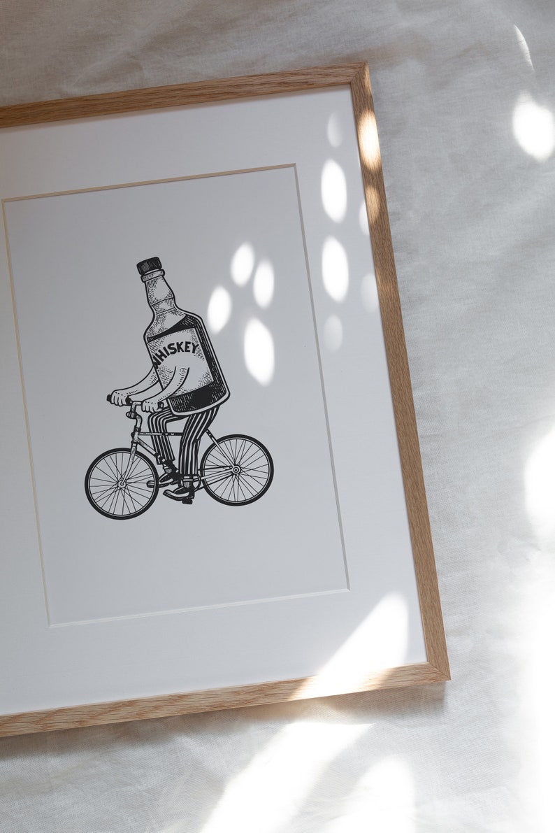 Bar Cart Art Print Whiskey Print Vintage Prints Black and Etsy