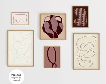 Nein Ai | Rosa Töne | Mauve Gallery Wall | Set Aus 6 Drucken | Digitale Produkte | Druckbare ist