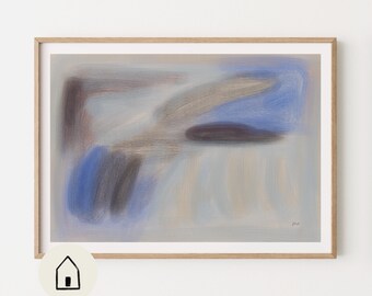 Blue Abstract Printable Wall Art, Minimalist Poster Digital Download