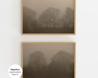 Neblige Waldlandschaft Fotografie Druck Set | Horizontale Wandkunst (Digitaler Download)