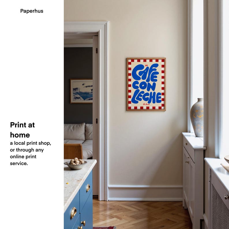 Handmade Posters | Café con Leche Print | Spanish Kitchen Wall Art (Digital Download) image 5