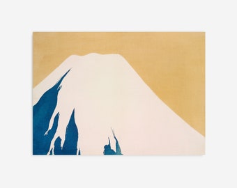 Asian Art Print, Horizontal Print, Mount Fuji Art Print, Asian Wall Art, Yellow Print, Vintage Prints, Art above Bed, Horizontal Art Print