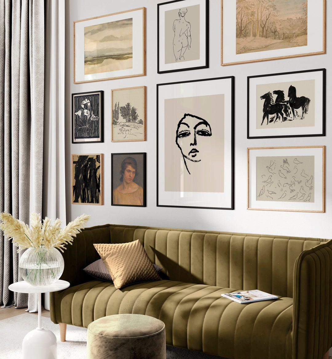 Vintage Modern Gallery Wall, Print Set of 10, Bundle Print Set, Antique ...