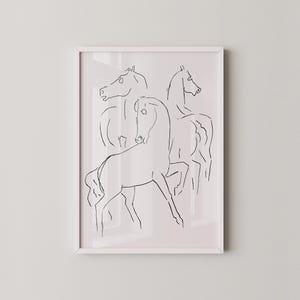 Elegant Wall Art Horse Line Drawing Print Minimalist Printable Art for Equestrian and Modern Decor