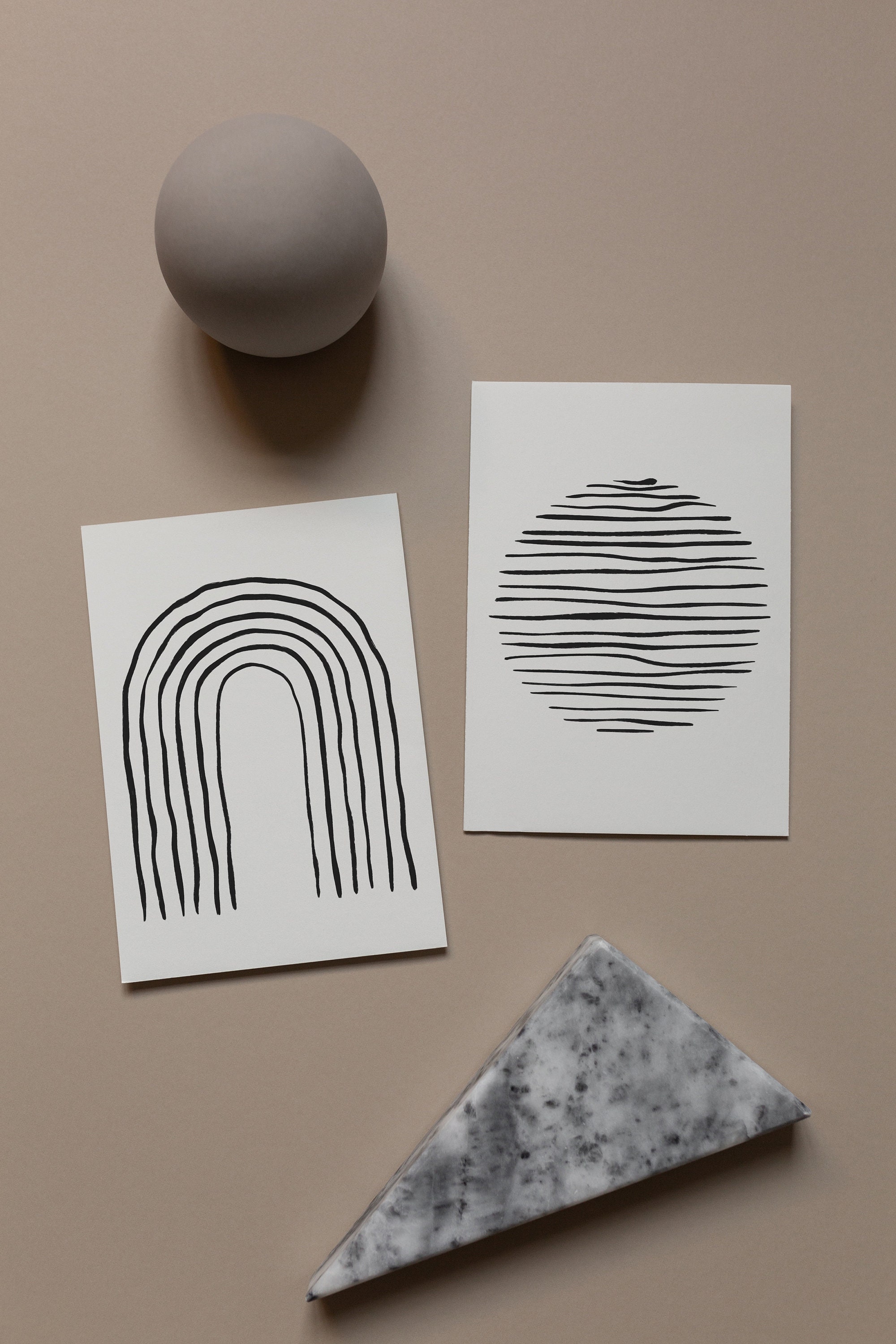 Set Of 2 Prints Line Art Print Set Black And White Wall Art | Etsy