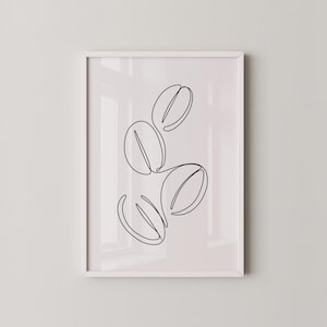 Original Line Art | Minimal Art Prints | Black And White Prints | Modern Kitchen Decor | Coffee Bean Poster | Coffee Line Art | Prints2paper