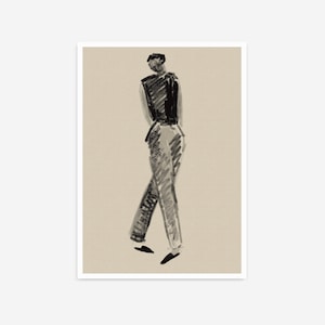 Charcoal Figurative art, Neutral Tones, Minimal Prints, Printable Wall Art, Contemporary Decor, Original Art Prints, Fashion Illustration