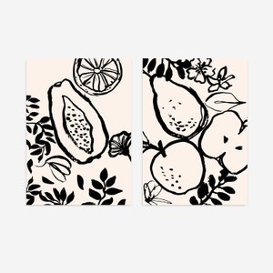 Kitchen print set of 2, Papaya Print, kitchen Print, Fruit Wall Art, Kitchen Wall Art, Kitchen Decor, Printable Wall Art, Modern Art