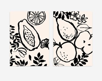 Kitchen print set of 2, Papaya Print, kitchen Print, Fruit Wall Art, Kitchen Wall Art, Kitchen Decor, Printable Wall Art, Modern Art